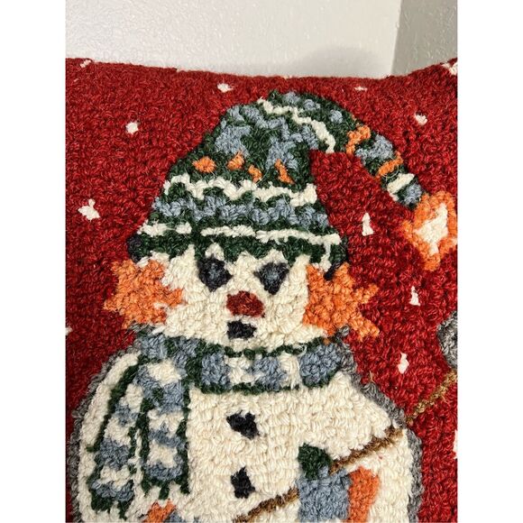 Chandler 4 Corners SNOWMAN BURRRR Hooked Wool Pillow Cover Laura Megroz 18 x 18 - Picture 2 of 6